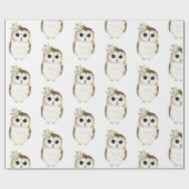 Kute Owl Wrapping Paper Cadeaupapier (Vlak)