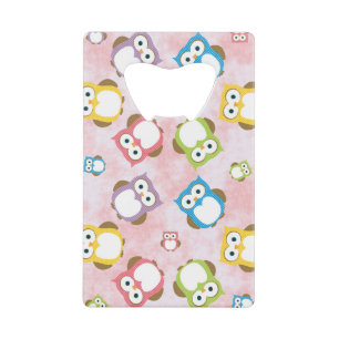 Kute Owls, Owl Pattern, Colorful Owls, Baby Owls Creditkaart Flessenopener