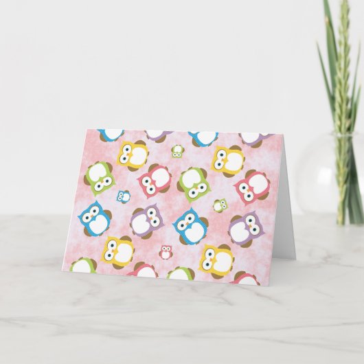 Kute Owls, Owl Pattern, Colorful Owls, Baby Owls Kaart (Voorkant)