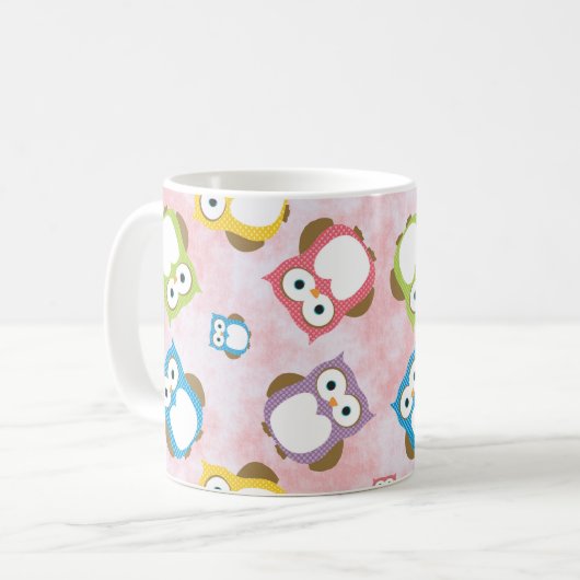 Kute Owls, Owl Pattern, Colorful Owls, Baby Owls Koffiemok (Voorkant links)