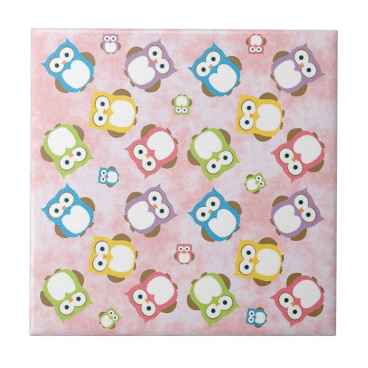 Kute Owls, Owl Pattern, Colorful Owls, Baby Owls Tegeltje (Voorkant)