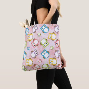Kute Owls, Owl Pattern, Colorful Owls, Baby Owls Tote Bag