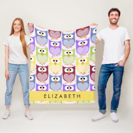 Kute Owls, Owl Pattern, Colorful Ownership, Jouw n Fleece Deken