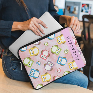 Kute Owls, Owl Pattern, Colorful Ownership, Jouw n Laptop Sleeve