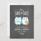 Kute Owls Wedding Chalkboard Style Save the Date Magnetische Uitnodiging (Voorkant)