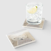 Kute paar van liefhebbende polaire Beren Stenen Onderzetter (Zijkant)