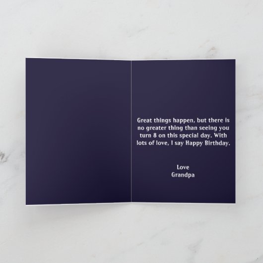 Kute Paarse Blue Space Flying Saucer 8th Birthday Kaart (Binnen)