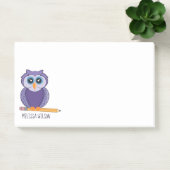 Kute Paarse Cartoon Owl | Aangepaste naam Post-it® Notes (Kantoor)