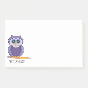 Kute Paarse Cartoon Owl Aangepaste naam Post-it® Notes