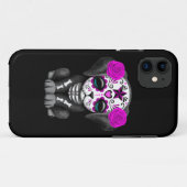 Kute Paarse dag van de dode Puppy Dog Black Case-Mate iPhone Case (Achterkant (horizontaal))