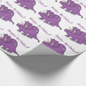 Kute Paarse Dinosaur-Happy Birthday! Cadeaupapier (Hoek)