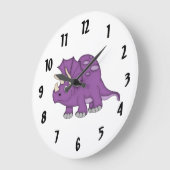 Kute Paarse Dinosaur Kind wandklok/medium Grote Klok (Hoek)
