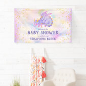 Kute Paarse dragon Baby shower Banner (Insitu)