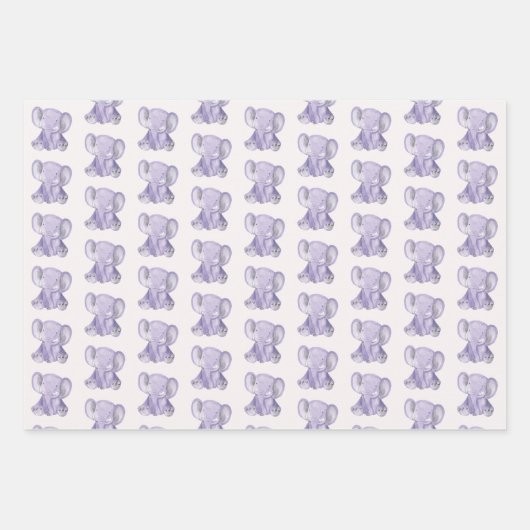 Kute Paarse ellephant Design Wrapping Paper (Voorkant 2)