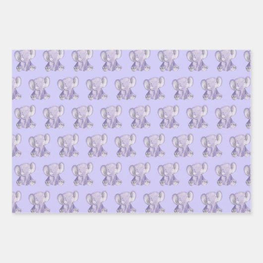 Kute Paarse ellephant Design Wrapping Paper (Voorkant)