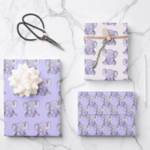 Kute Paarse ellephant Design Wrapping Paper