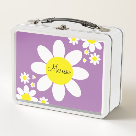 Kute Paarse en Witte Dagen Floral Custom Name (Voorkant)