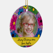 Kute Paarse flower Lijst Kerstmis Keramisch Ornament (Rechts)