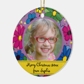 Kute Paarse flower Lijst Kerstmis Keramisch Ornament (Links)