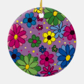 Kute Paarse flower Lijst Kerstmis Keramisch Ornament (Achterkant)