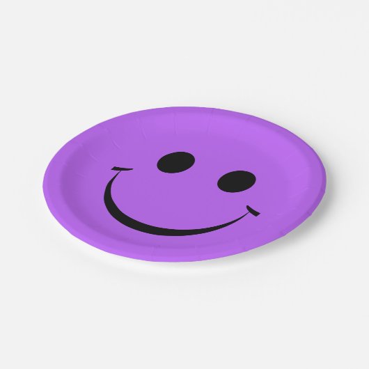Kute Paarse Happy Face Birthday Paper Borden Papieren Bordje (Gekanteld)
