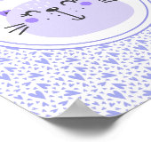 Kute Paarse kat & Lila harten - Persoonlijke Kinde Poster (Hoek)