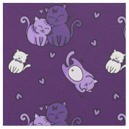 Kute Paarse katten op Paarse Cheeky Witch® Cat Lov Stof