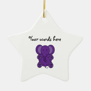 Kute paarse olifant keramisch ornament