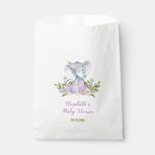 Kute Paarse olifant / Lavender Waterverf Floral Bedankzakje