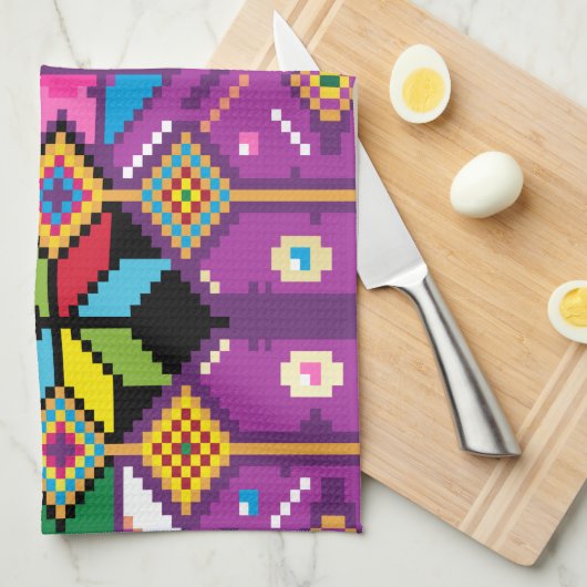 Kute paarse, oranje patroon Mochila art Theedoek (Quarter Fold)