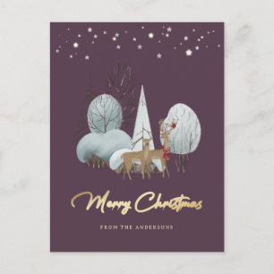 Kute Paarse rendiersterren Kerstmis Feestdagenkaart