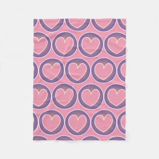 Kute Paarse roze hartritmepatroonblauw Fleece Deken (Voorkant)