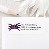 Kute Paarse spider return Address Label (Insitu)