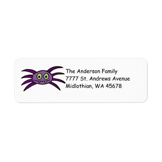 Kute Paarse spider return Address Label (Voorkant)
