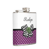 Kute Paarse Stippen Green Roos Chevron Bow met naa Heupfles (Rechts)