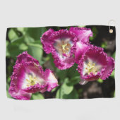 Kute paarse tulpen in de tuin golfhanddoek (Horizontaal)