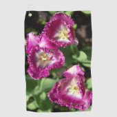 Kute paarse tulpen in de tuin golfhanddoek (Voorkant)