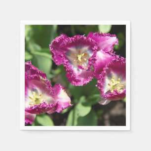 Kute paarse tulpen in de tuin servet