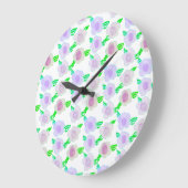 Kute Paarse Waterverf Floral Art Clock Grote Klok (Hoek)