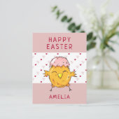 Kute paasbek met Eggshell Heart Happy Paast Feestdagenkaart (Staand voorkant)