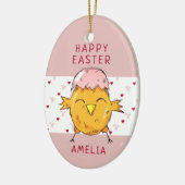 Kute paasbek met Eggshell Heart Happy Paast Keramisch Ornament (Links)