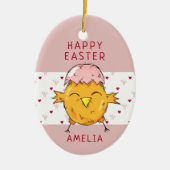 Kute paasbek met Eggshell Heart Happy Paast Keramisch Ornament (Voorkant)