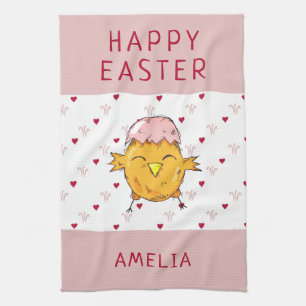 Kute paasbek met Eggshell Heart Happy Paast Theedoek