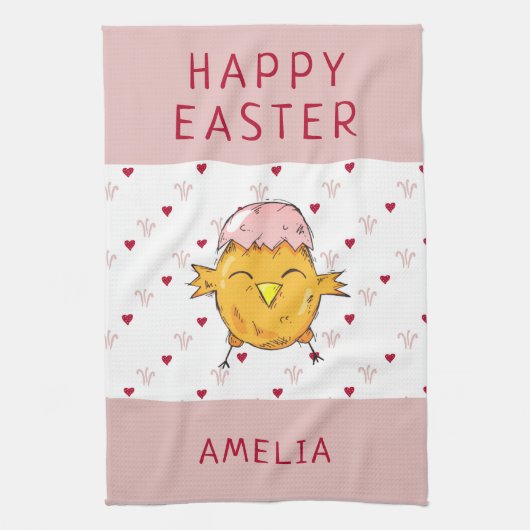 Kute paasbek met Eggshell Heart Happy Paast Theedoek (Verticaal)