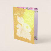 Kute paasblauw bloemgoud folie kaarten (Voorkant)