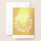 Kute paasblauw bloemgoud folie kaarten (Met envelop)