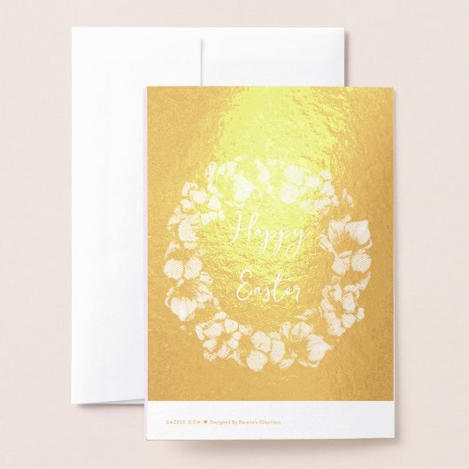 Kute paasblauw bloemgoud folie kaarten (Met envelop)