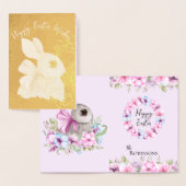 Kute paasblauw bloemgoud folie kaarten (Display)