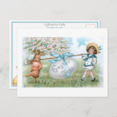 Kute  paasbundel en kind briefkaart (Voorkant / Achterkant)