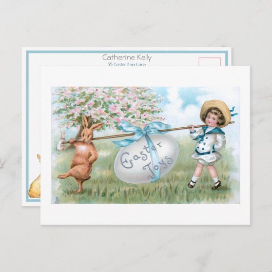 Kute  paasbundel en kind briefkaart (Voorkant / Achterkant)